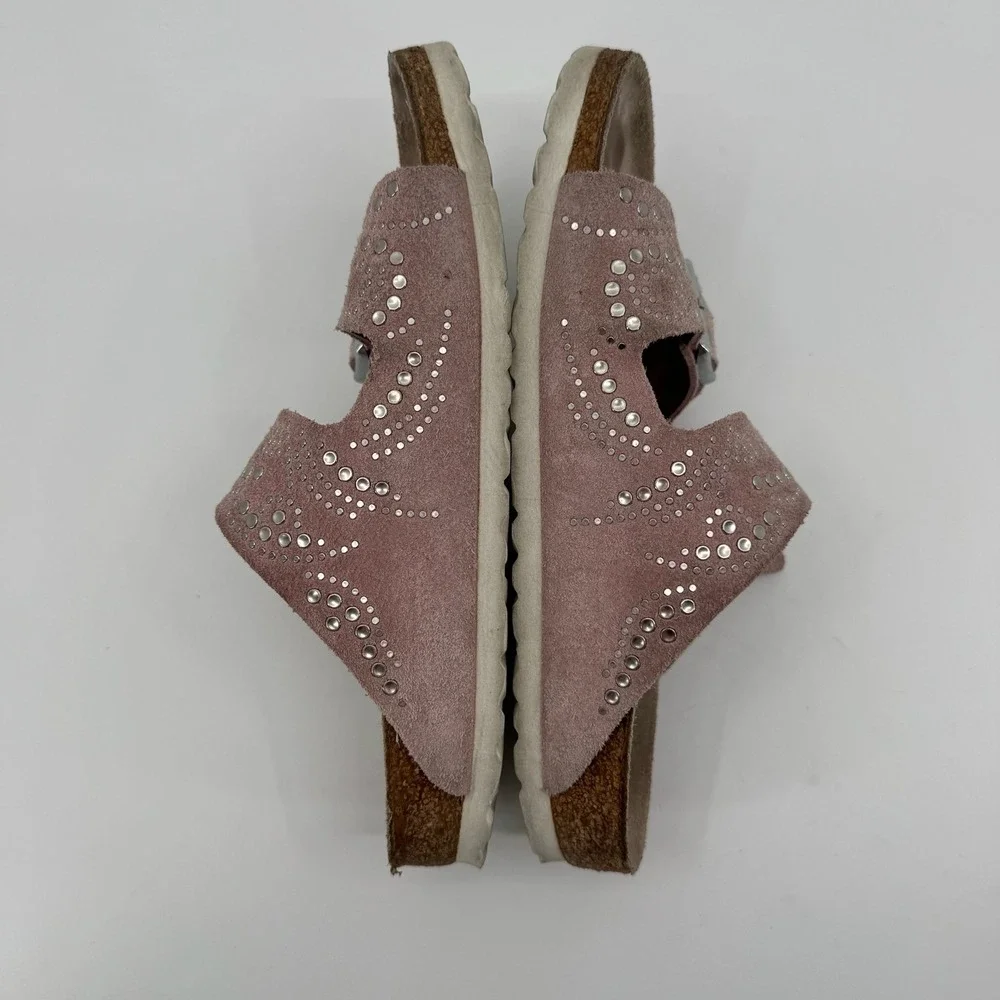Birkenstock Arizona Womens 6 EU 37 Rose Rivets Suede Studded Sandals